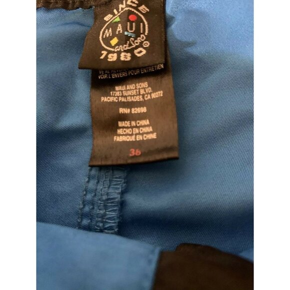 Retro 80s 90s Maui And Sons Spell Out‎ Board Shorts Men’s Size 38 Blue Black - Picture 4 of 8